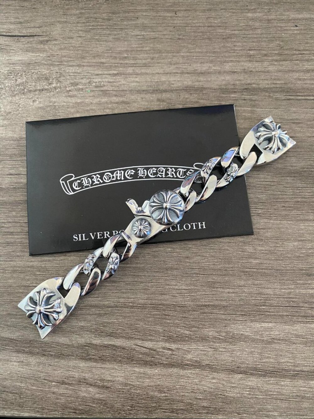 Chrome Hearts Cross Cuban Link Silver Bracelet